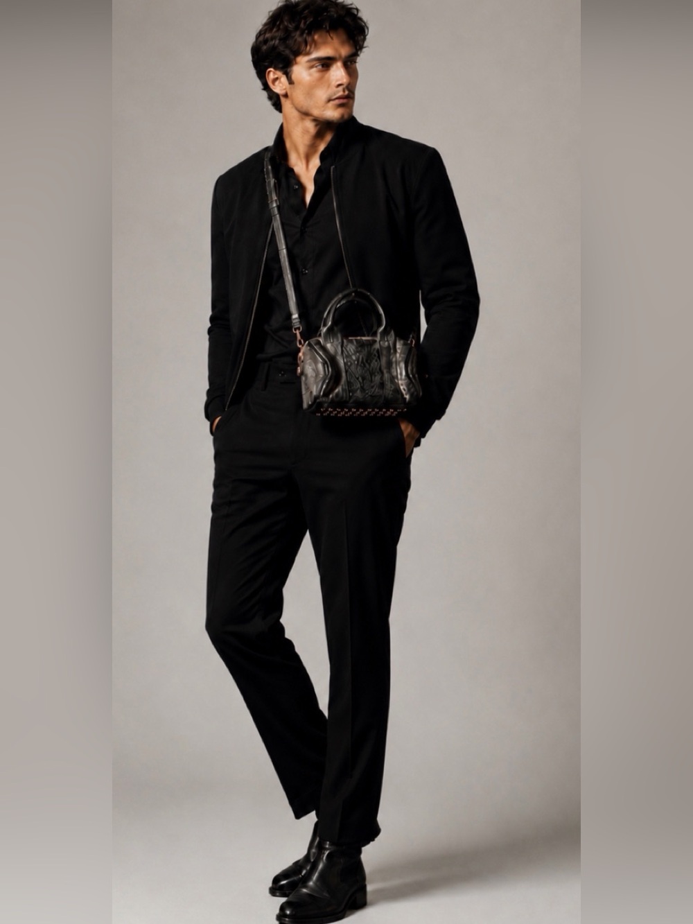 Alexander Wang Mini Rockie Bag Men Studded Charcoal Black Rose Gold Crossbody